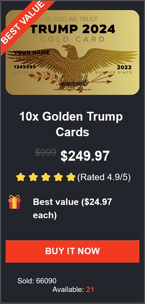 10x trump gold cards