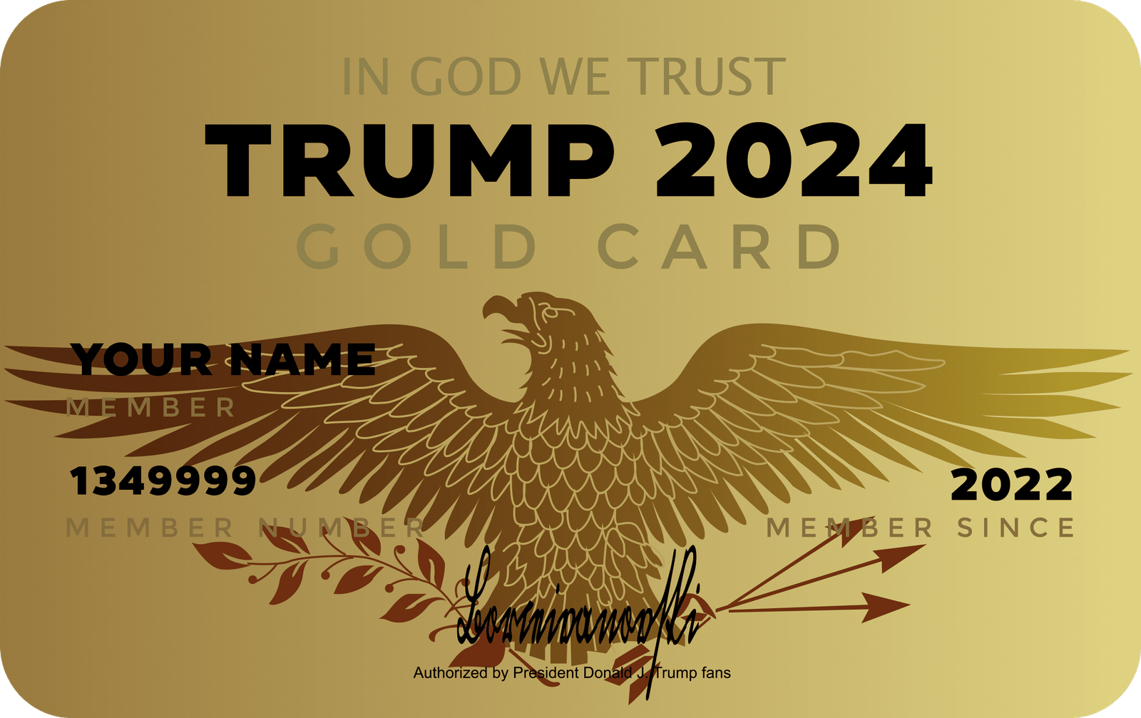 Official gold trump cards
